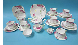 Shelley tea set Pricess shape with poppy pattern